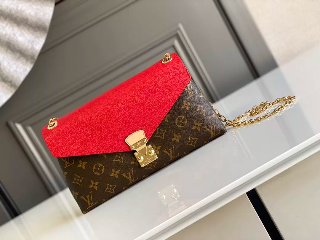 LOUIS VUITTON 26*17*6CM CHAIN HANDBAG, MONOGRAM CANVAS + CALF LEATHER