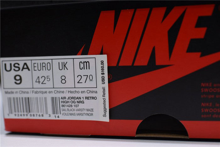 AIR JORDAN 1 NO "LS VARSITY MAIZE"