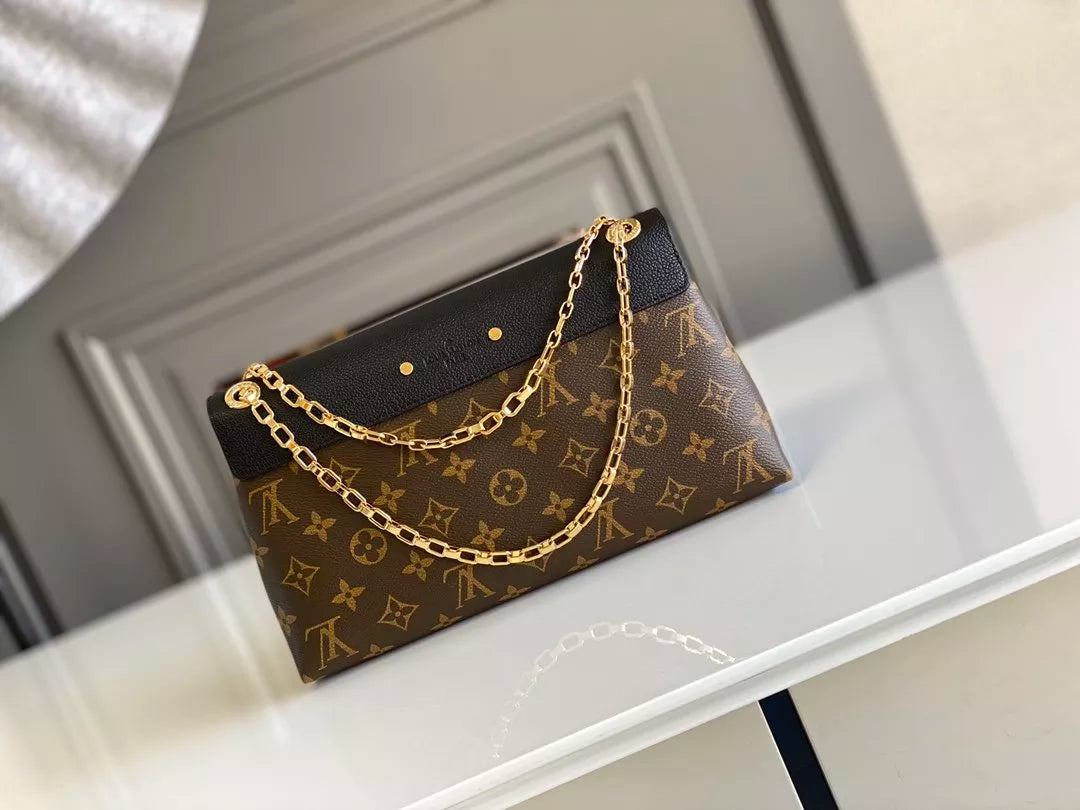 LOUIS VUITTON 26*17*6CM CHAIN HANDBAG, MONOGRAM CANVAS + CALF LEATHER
