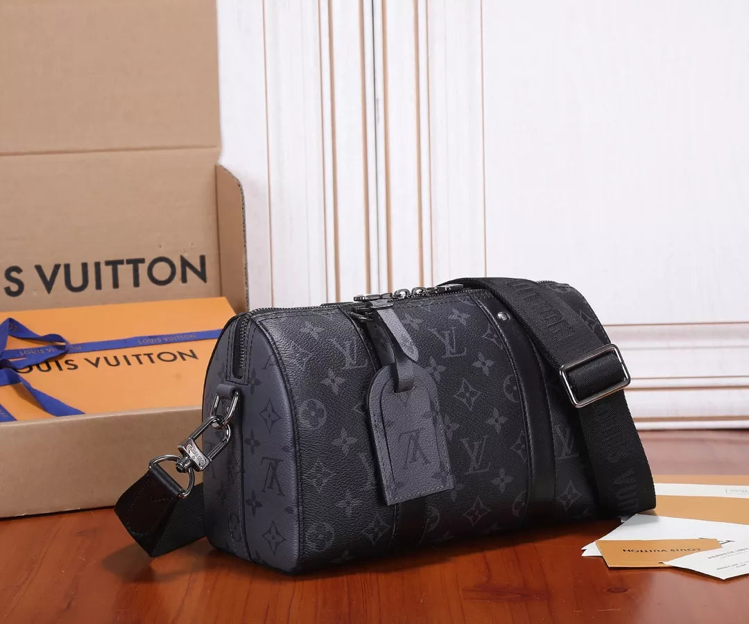 LOUIS VUITTON 27X17X13CM MONOGRAM ECLIPSE KEEPALL 27CM