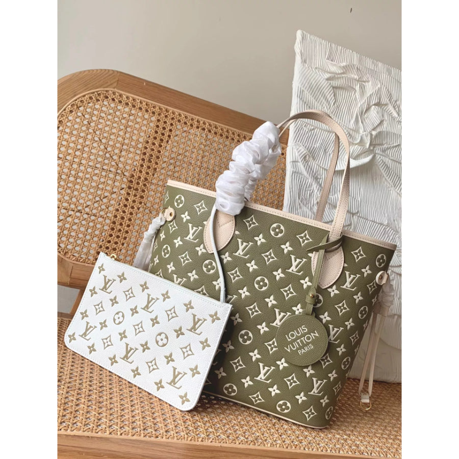 LOUIS VUITTON 31*28*14CM FULL LEATHER SHOPPING BAG, EMBOSSED
