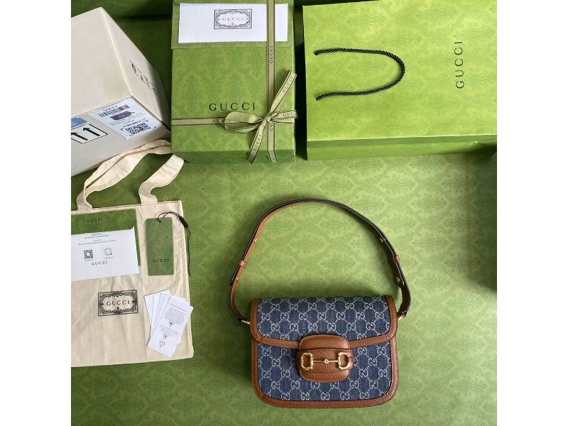LOUIS VUITTON 25.5X18X6CM/20.5X14X5CM SADDLE BAG, DENIM / BROWN LEATHER
