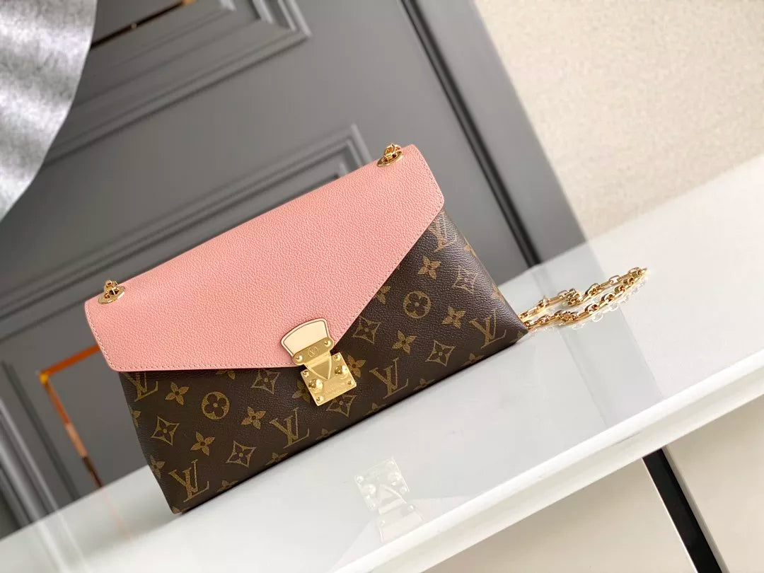 LOUIS VUITTON 26*17*6CM CHAIN HANDBAG, MONOGRAM CANVAS + CALF LEATHER
