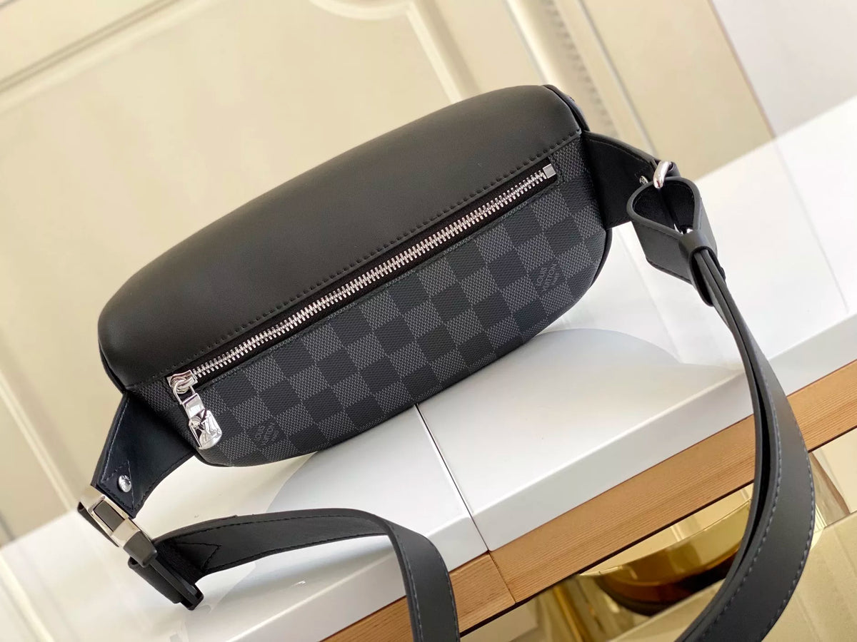 LOUIS VUITTON 26*13*7CM CAMPUS WAIST BAG, DAMIER GRAPHITE COATED CANVAS / DAMIER INFINI CHECKERBOARD LEATHER