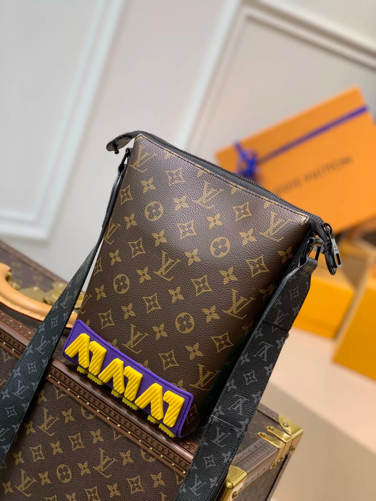 LOUIS VUITTON 16.5 X 24.0 X 10.0CM CRUISER POSTMAN BAG, MONOGRAM + MONOGRAM ECLIPSE CANVAS