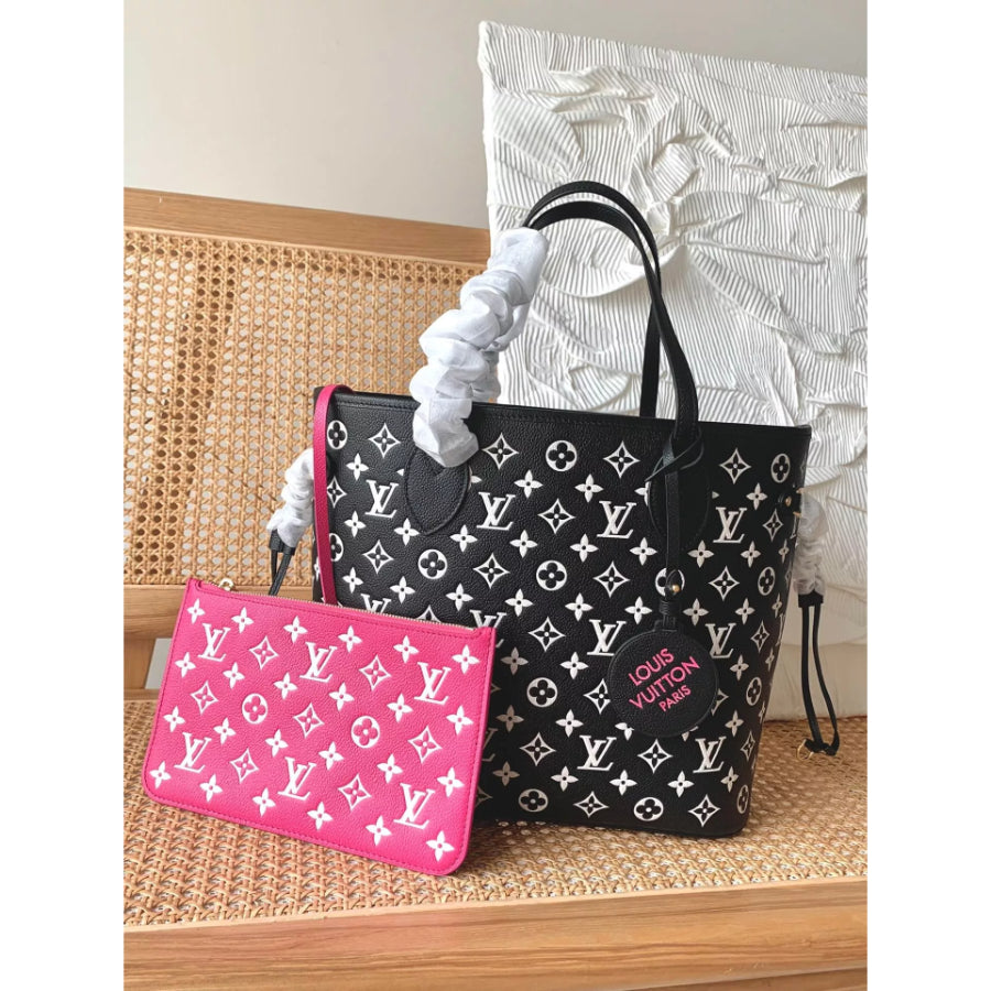 LOUIS VUITTON 31*28*14CM FULL LEATHER SHOPPING BAG, EMBOSSED