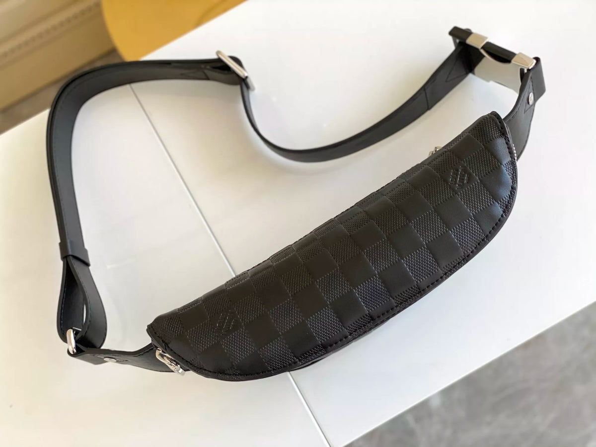 LOUIS VUITTON 26*13*7CM CAMPUS WAIST BAG, DAMIER GRAPHITE COATED CANVAS / DAMIER INFINI CHECKERBOARD LEATHER