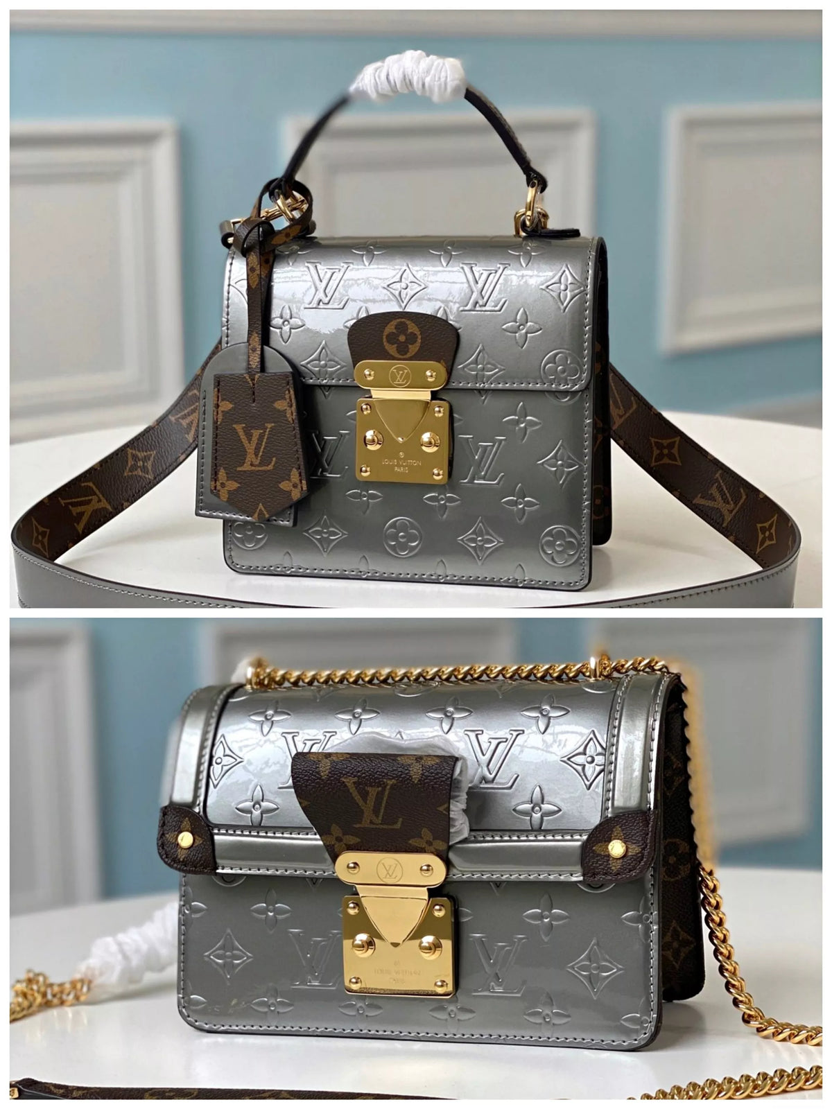LOUIS VUITTON WYNWOOD CHAIN BAG，MONOGRAM VERNIS LEATHER + MONOGRAM CANVAS