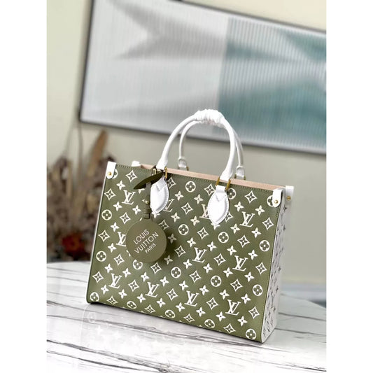LOUIS VUITTON 35X27X 14CM ONTHEGO HANDBAG, MONOGRAM EMPRENTE COW LEATHE