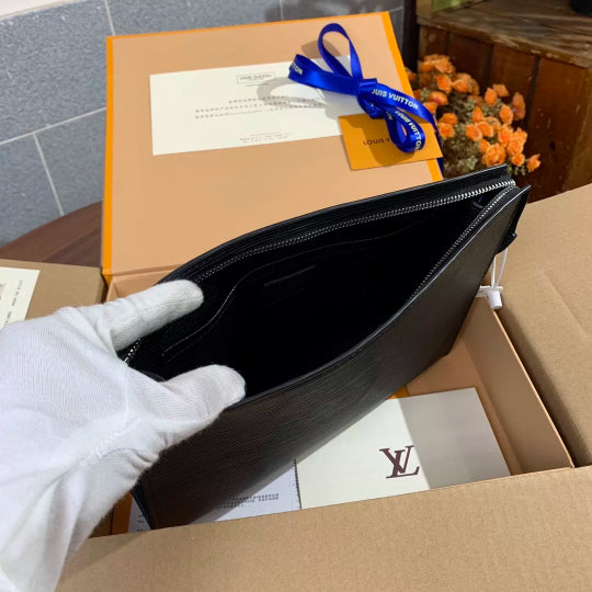 LOUIS VUITTON 27×20×3CM BLACK POCHETTE VOYAGE