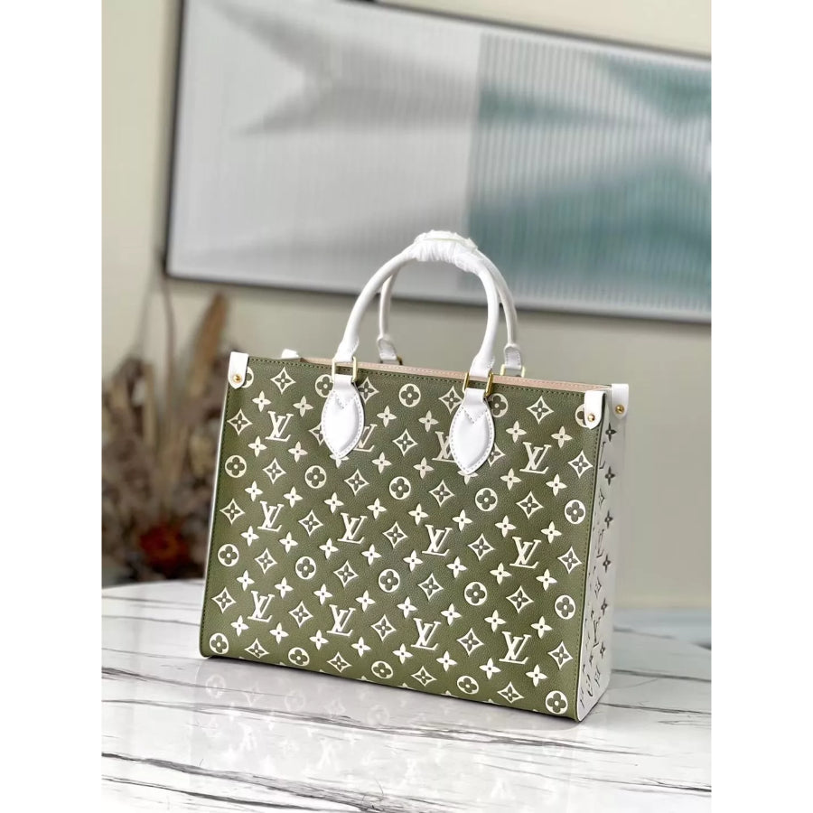 LOUIS VUITTON 35X27X 14CM ONTHEGO HANDBAG, MONOGRAM EMPRENTE COW LEATHE
