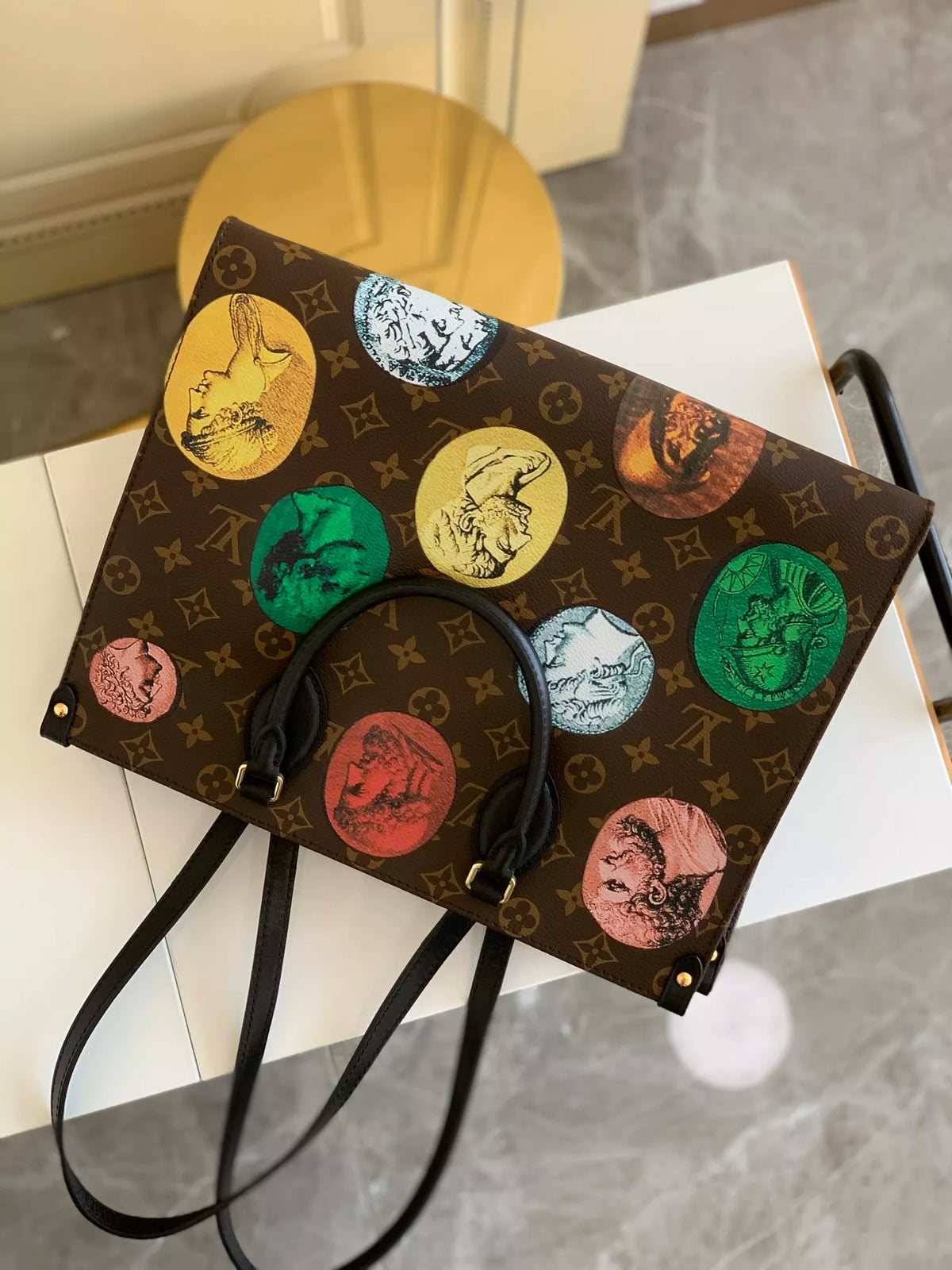 LOUIS VUITTON 35 X 27 X 14CM XFORNASETTI CAPSULE SERIES, ONTHEGO TOTE BAG