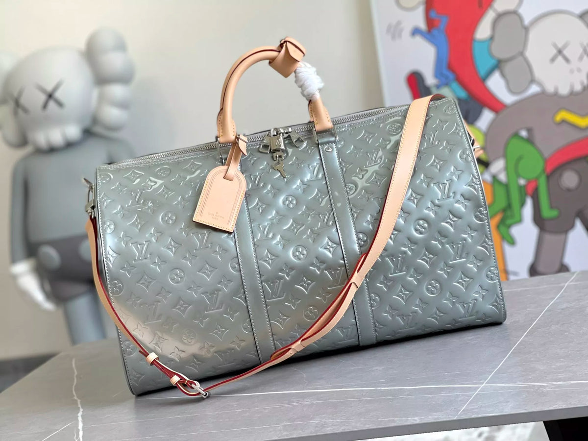 LOUIS VUITTON SAC PLAT KEEPALL BANDOULIÈRE 50 MONOGRAM MIRROR MIRROR VIRGIL ABLOH 50 X 29 X 23CM