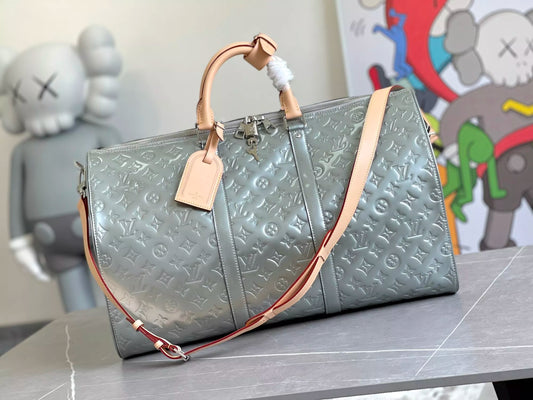 LOUIS VUITTON SAC PLAT KEEPALL BANDOULIÈRE 50 MONOGRAM MIRROR MIRROR VIRGIL ABLOH 50 X 29 X 23CM