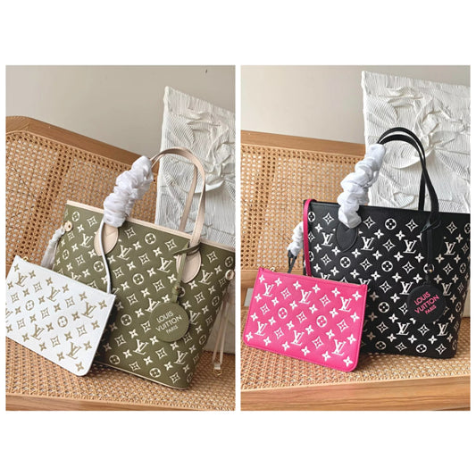 LOUIS VUITTON 31*28*14CM FULL LEATHER SHOPPING BAG, EMBOSSED