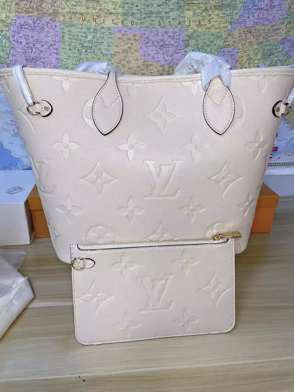 LOUIS VUITTON NEVERFULL MM BAG MONOGRAM EMPREINTE LEATHER