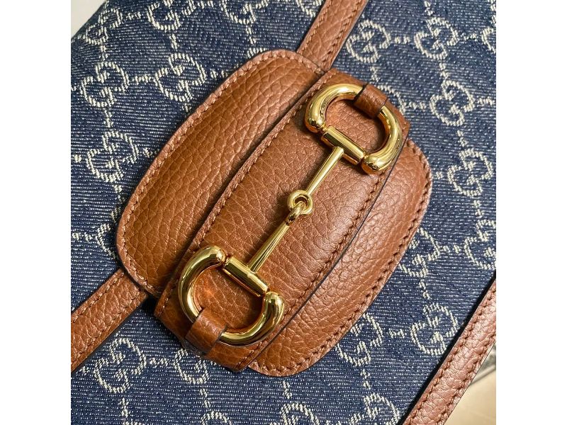 LOUIS VUITTON 25.5X18X6CM/20.5X14X5CM SADDLE BAG, DENIM / BROWN LEATHER