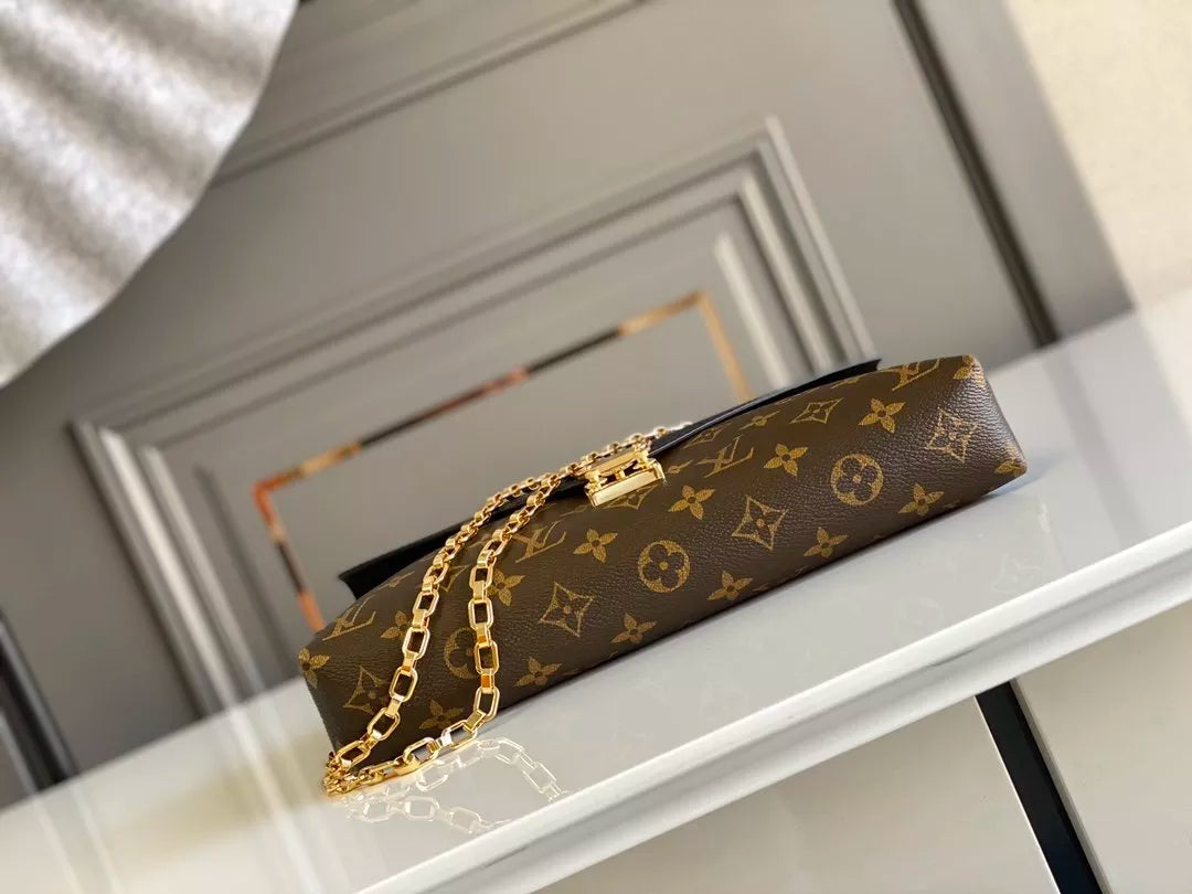 LOUIS VUITTON 26*17*6CM CHAIN HANDBAG, MONOGRAM CANVAS + CALF LEATHER