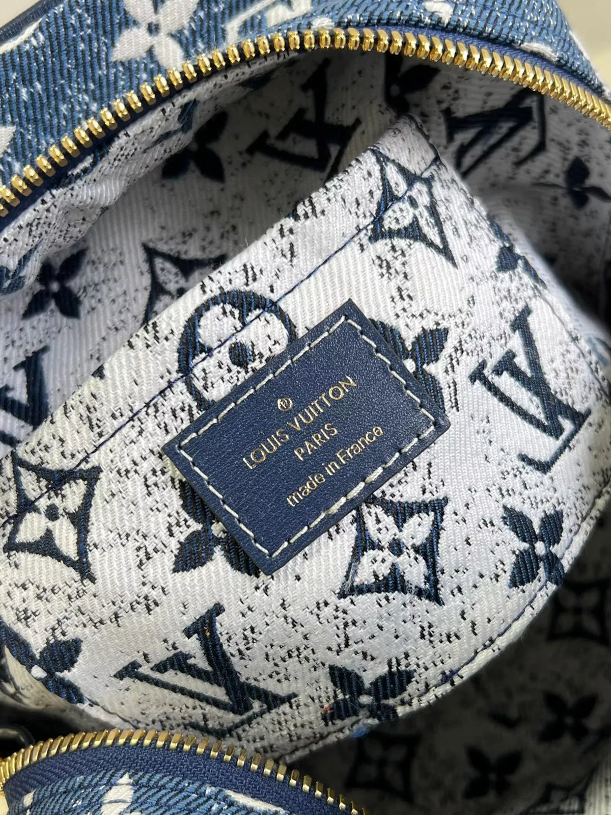 LOUIS VUITTON 16*16*16CM TOP ORIGINAL DENIM BLUE DICE BAG SQUARE HANDBAG