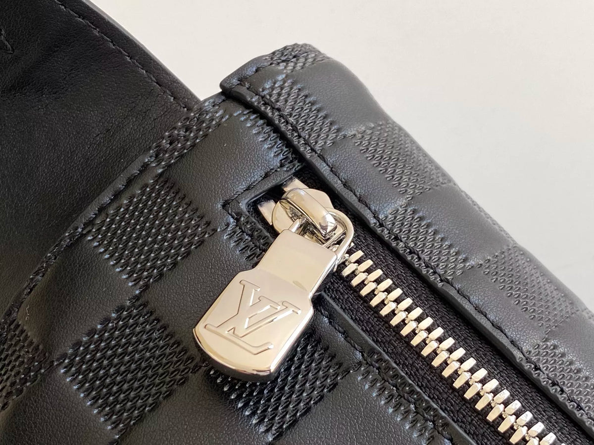 LOUIS VUITTON 26*13*7CM CAMPUS WAIST BAG, DAMIER GRAPHITE COATED CANVAS / DAMIER INFINI CHECKERBOARD LEATHER