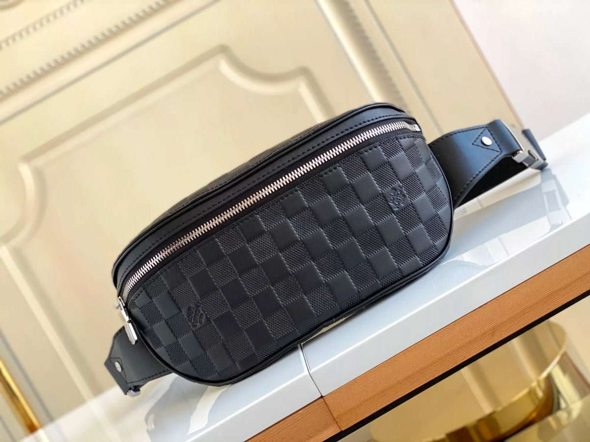 LOUIS VUITTON 26*13*7CM CAMPUS WAIST BAG, DAMIER GRAPHITE COATED CANVAS / DAMIER INFINI CHECKERBOARD LEATHER