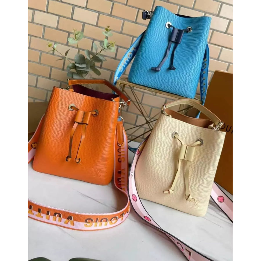 LOUIS VUITTON 20*20*13CM NEONOE BB BUCKET BAG, EMBROIDERED JACQUARD SHOULDER STRAP