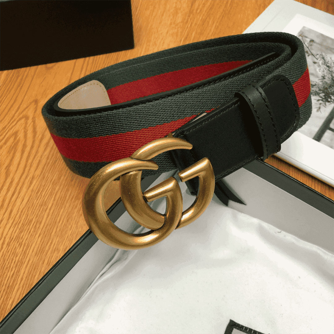 GUCCI GG BELT CUIR GREEN/RED LEATHER NE.RO