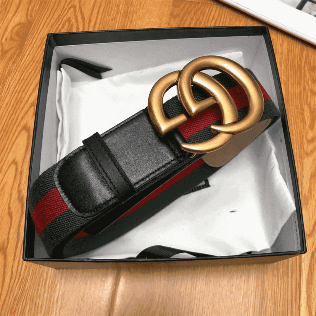 GUCCI GG BELT CUIR GREEN/RED LEATHER NE.RO