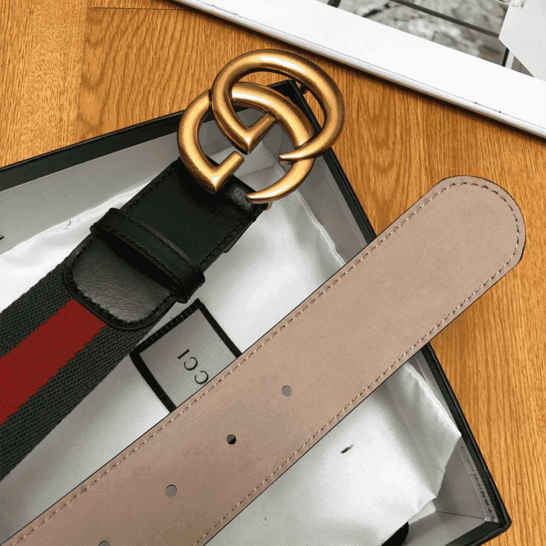 GUCCI GG BELT CUIR GREEN/RED LEATHER NE.RO
