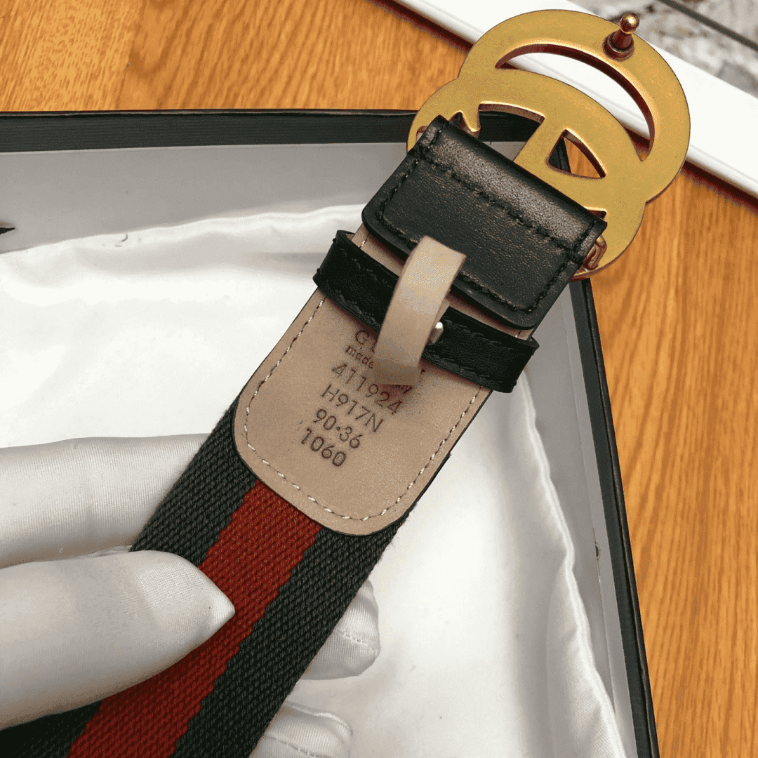 GUCCI GG BELT CUIR GREEN/RED LEATHER NE.RO