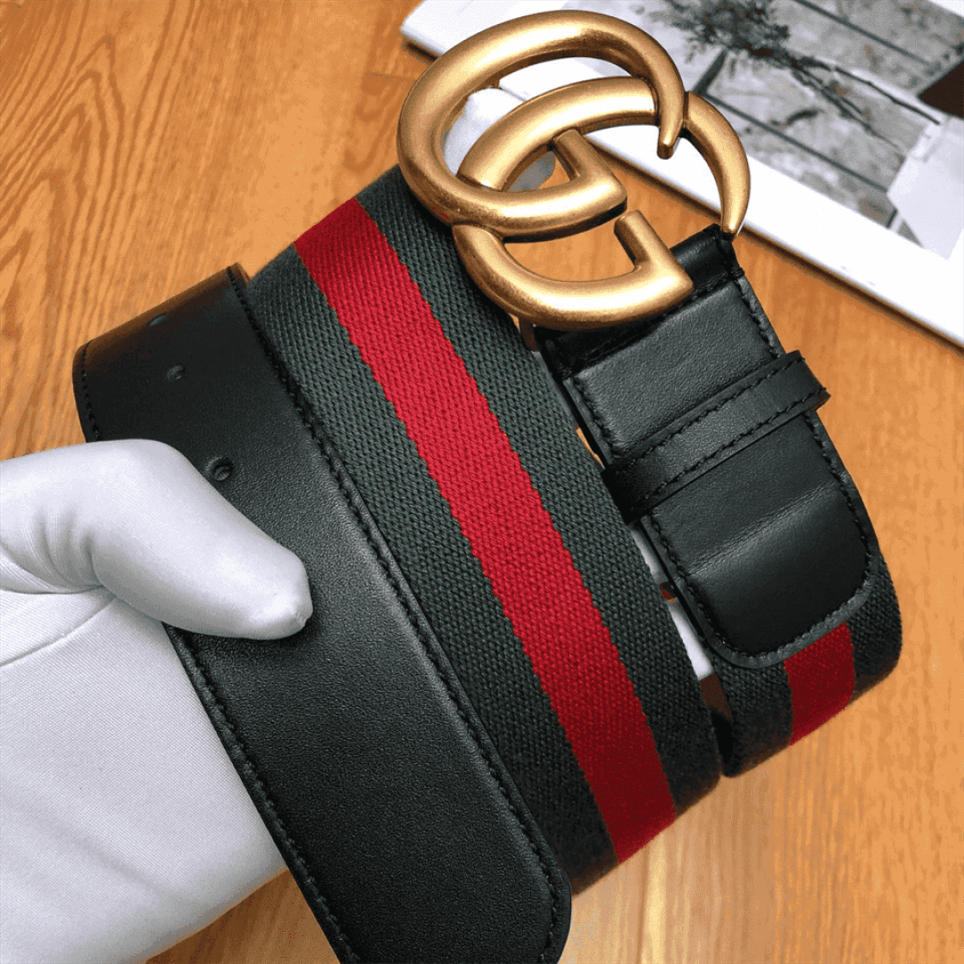 GUCCI GG BELT CUIR GREEN/RED LEATHER NE.RO