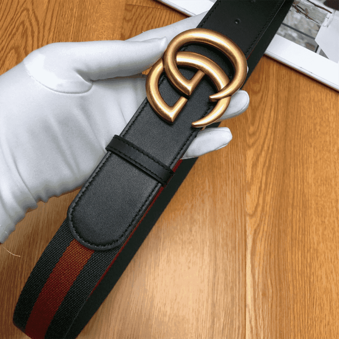 GUCCI GG BELT CUIR GREEN/RED LEATHER NE.RO