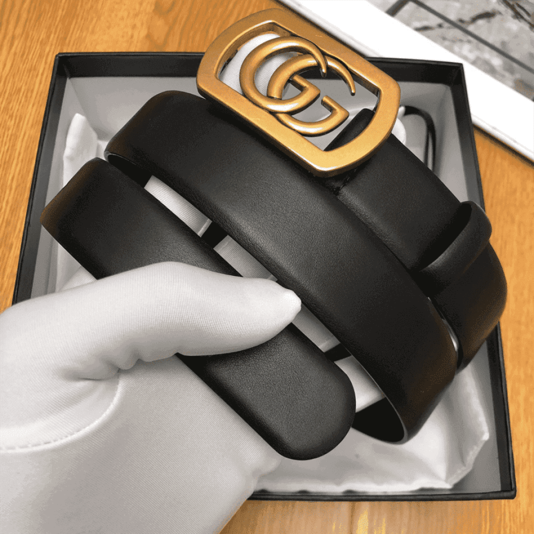 GUCCI BELT WITH FRAMED DOUBLE G BUCKLE