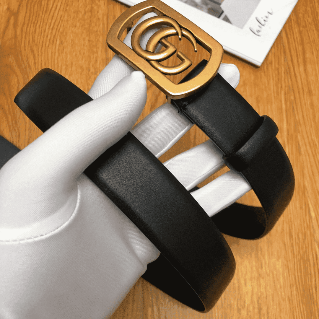 GUCCI BELT WITH FRAMED DOUBLE G BUCKLE
