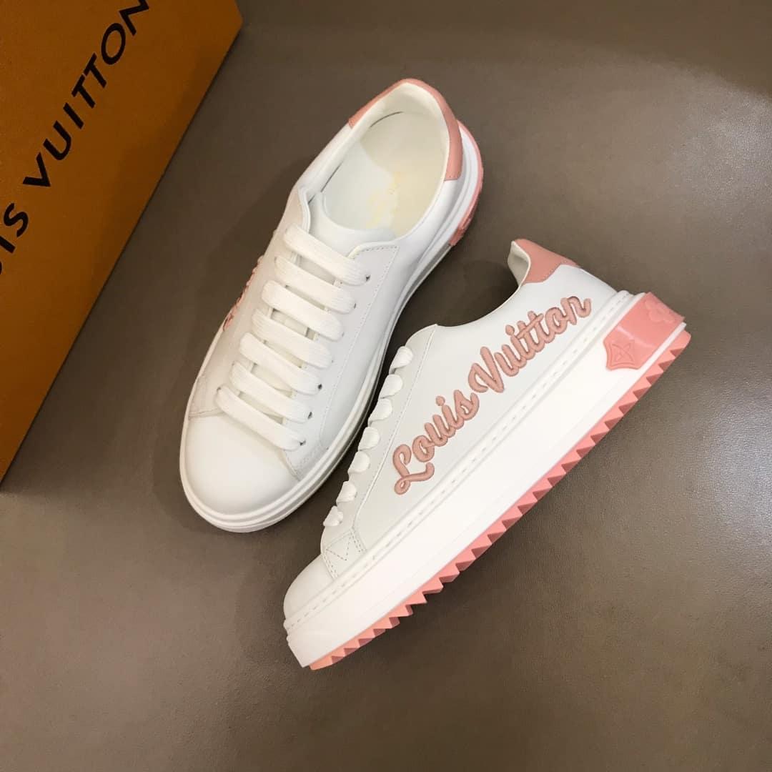 LOUIS VUITTON WOMEN'S TIME OUT SNEAKER WHITE/PINK FOR WOMEN