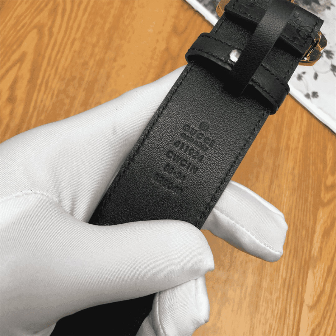 GUCCI BLACK S.SI.MA LEATHER BELT WITH SQUARE G BUCKLE