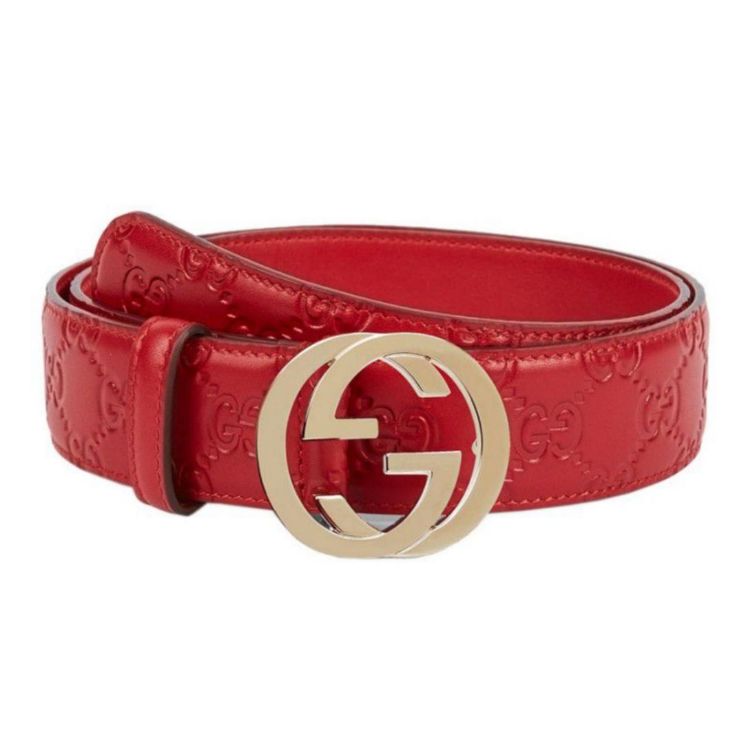 GUCCI INTERLOCKING G-BUCKLE LEATHER BELT