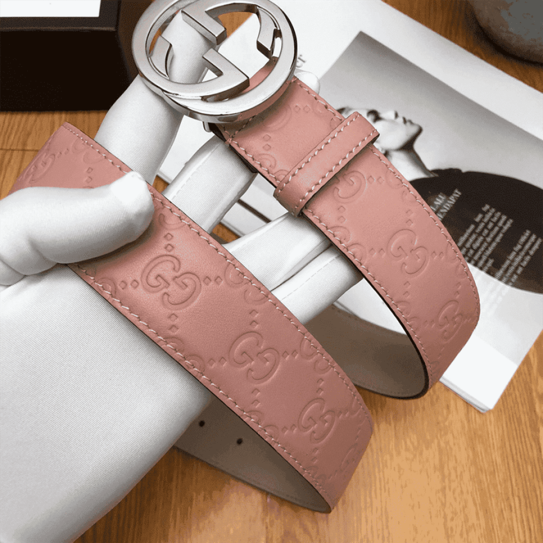 GUCCI INTERLOCKING G-BUCKLE LEATHER BELT