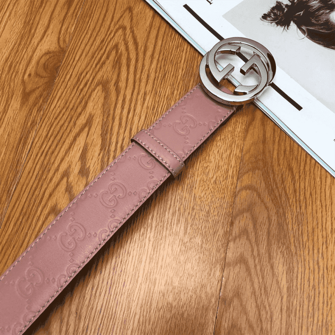 GUCCI INTERLOCKING G-BUCKLE LEATHER BELT