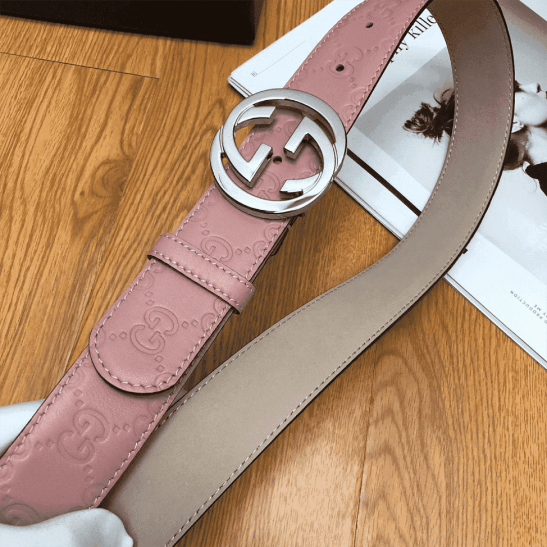 GUCCI INTERLOCKING G-BUCKLE LEATHER BELT