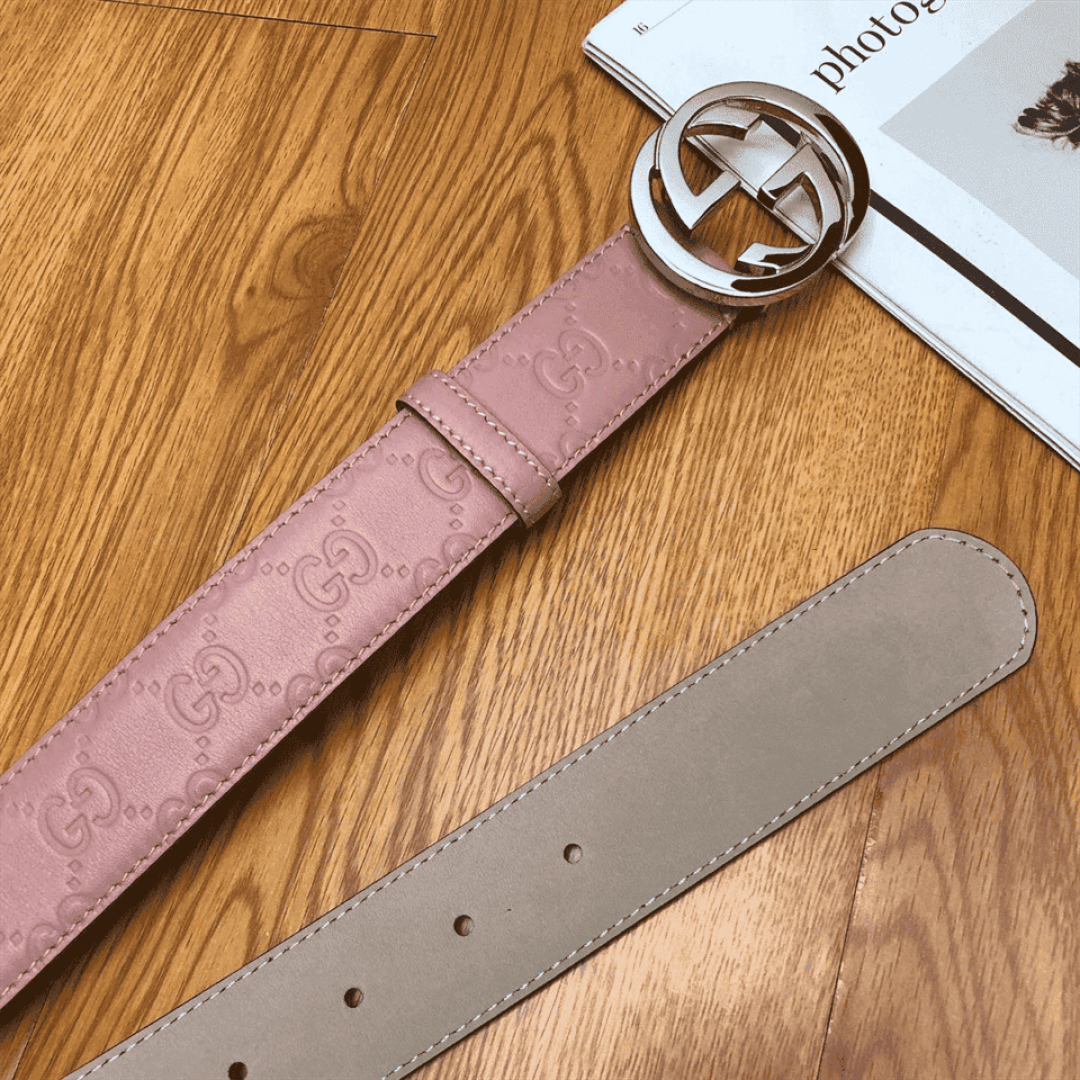 GUCCI INTERLOCKING G-BUCKLE LEATHER BELT