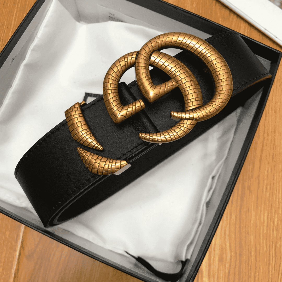 GUCCI LEATHER BELT WITH DOUBLE G