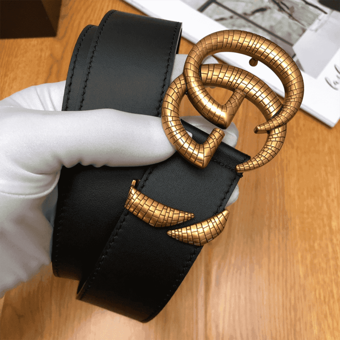GUCCI LEATHER BELT WITH DOUBLE G