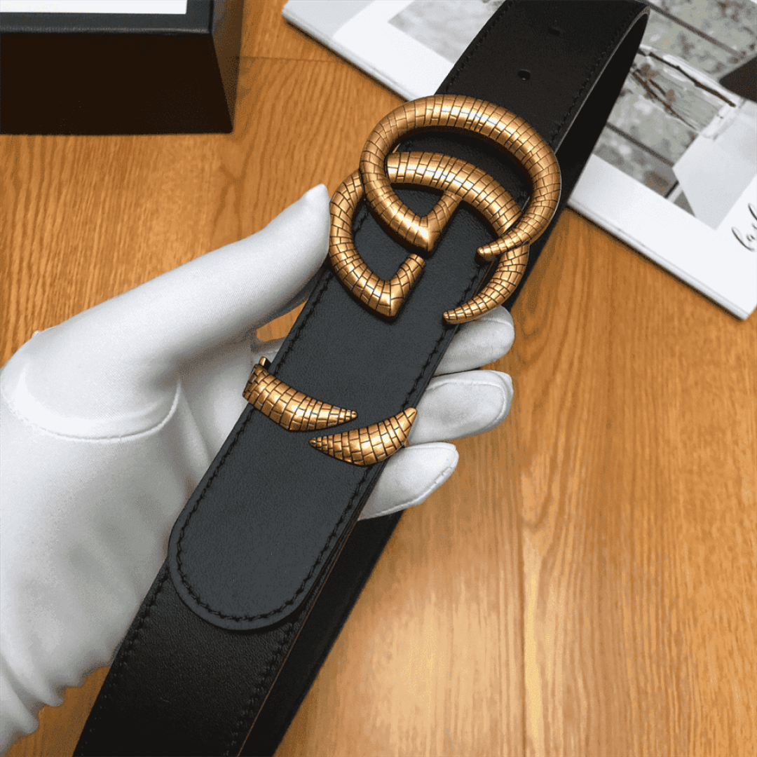 GUCCI LEATHER BELT WITH DOUBLE G