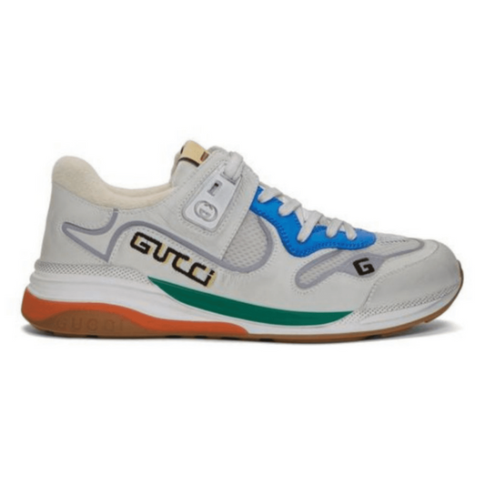GUCCI G LINE SNEAKERS IN LEATHER AND MESH WITH EMBROIDERED LOGO