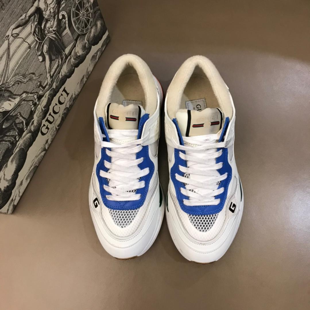 GUCCI G LINE SNEAKERS IN LEATHER AND MESH WITH EMBROIDERED LOGO