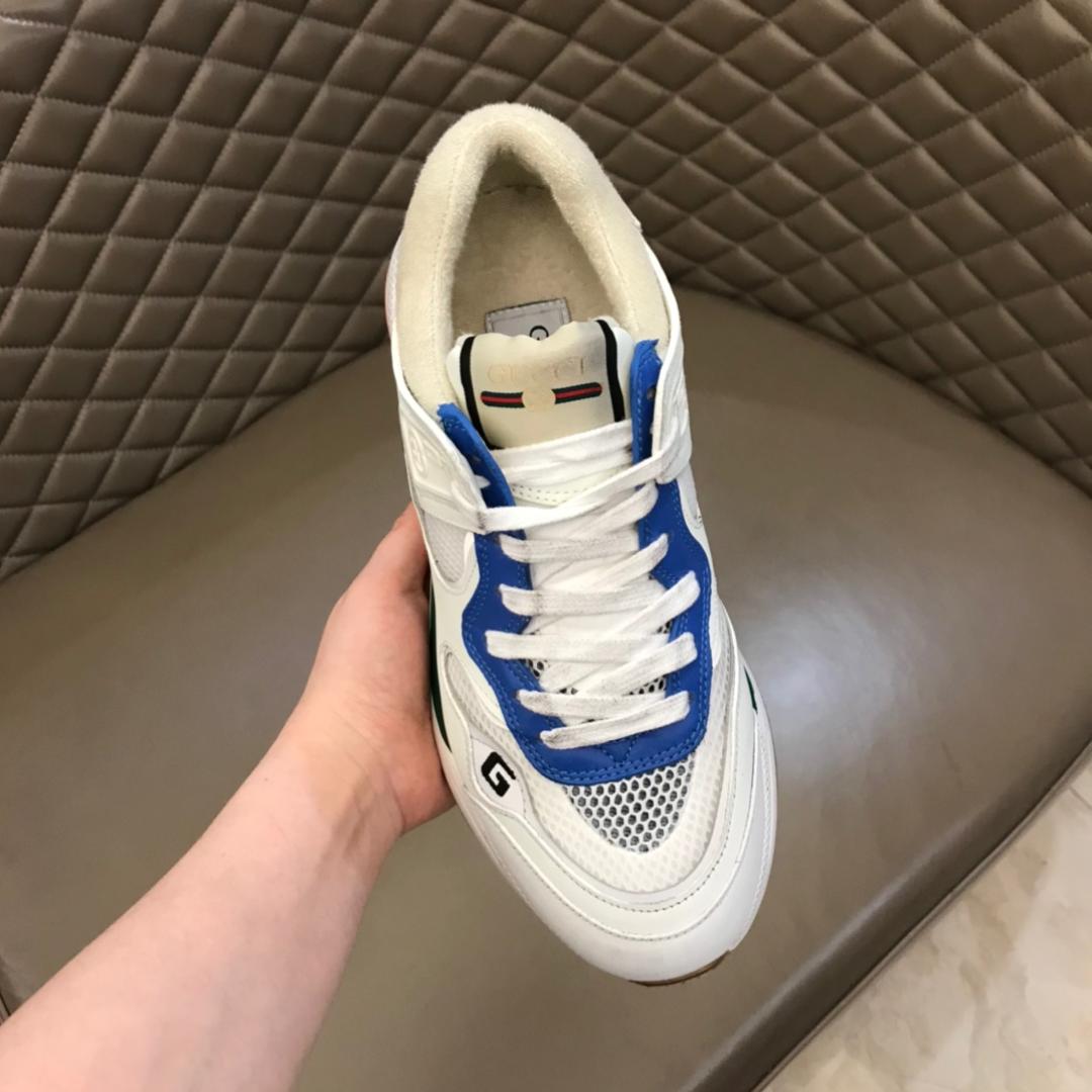 GUCCI G LINE SNEAKERS IN LEATHER AND MESH WITH EMBROIDERED LOGO