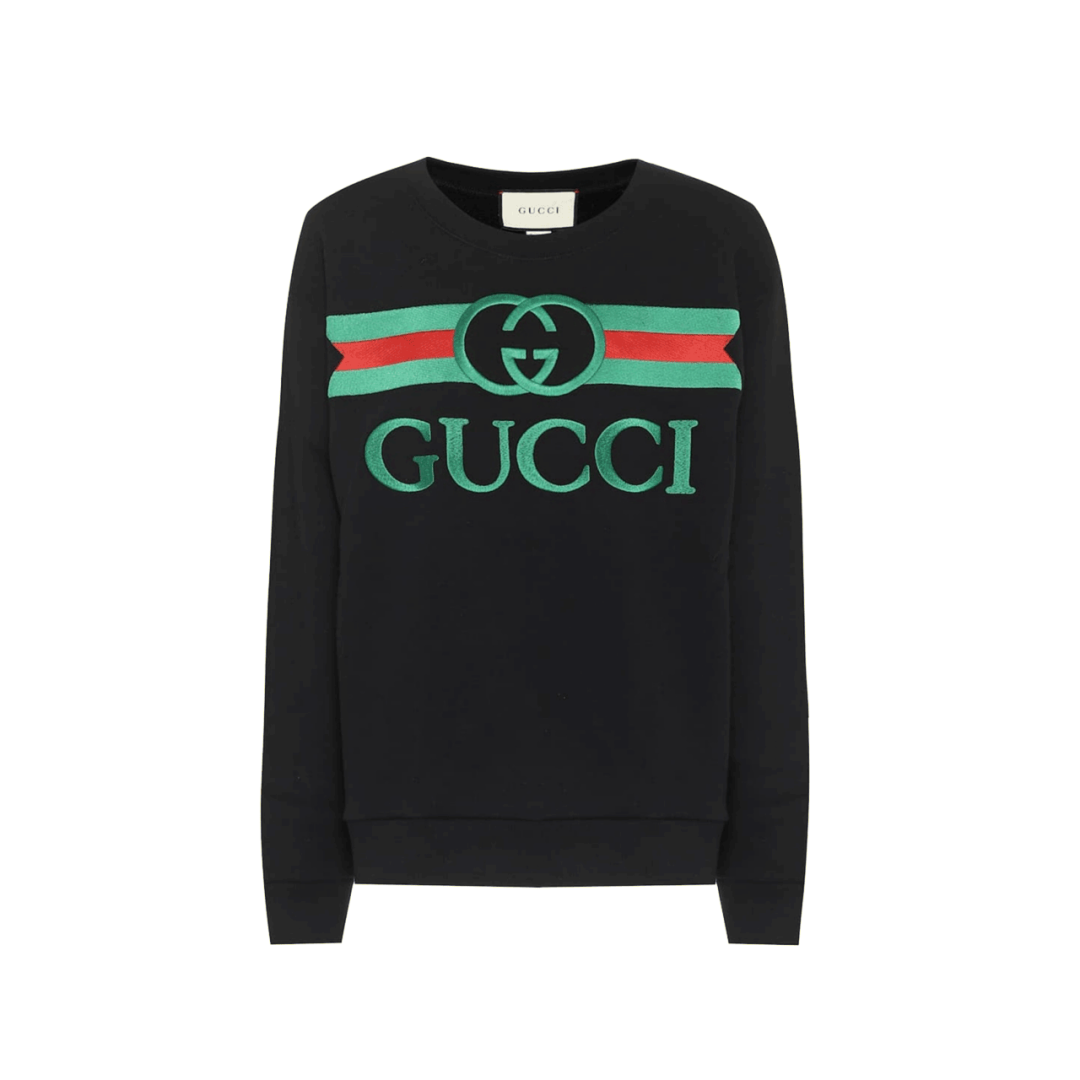 GUCCI EMBROIDERED LOGO COTTON SWEATSHIRT