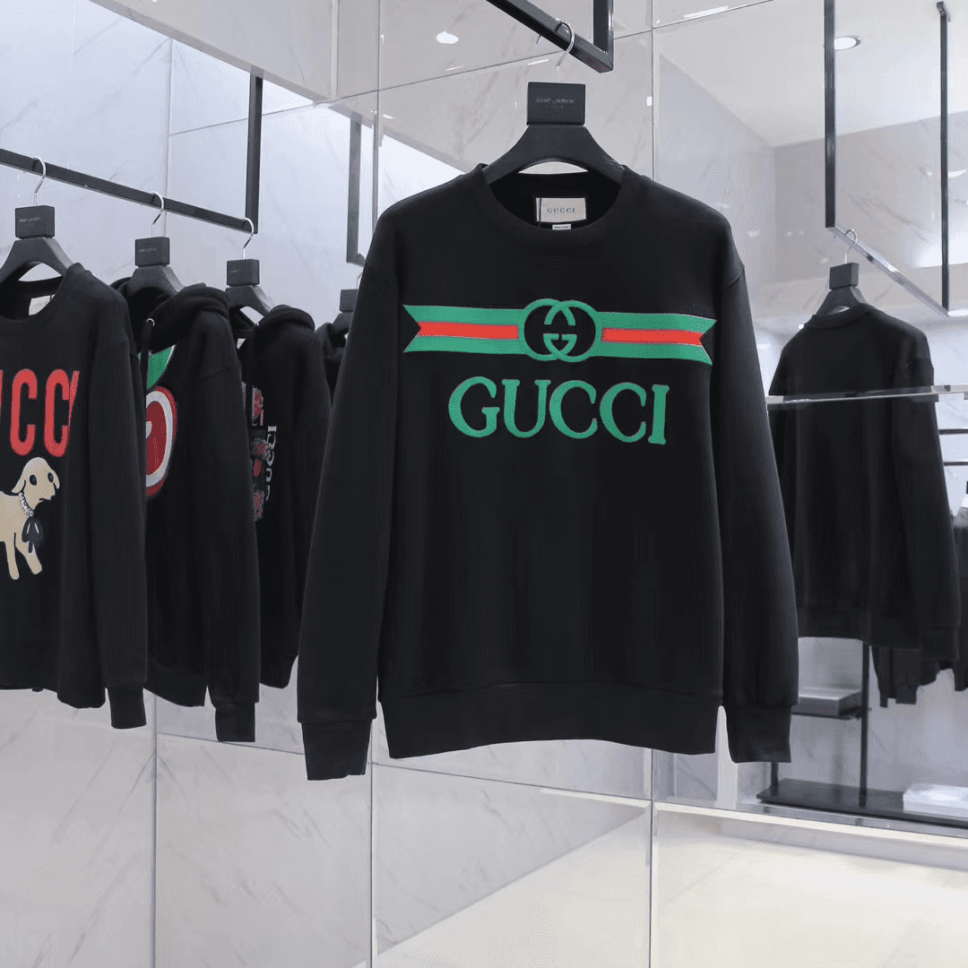 GUCCI EMBROIDERED LOGO COTTON SWEATSHIRT