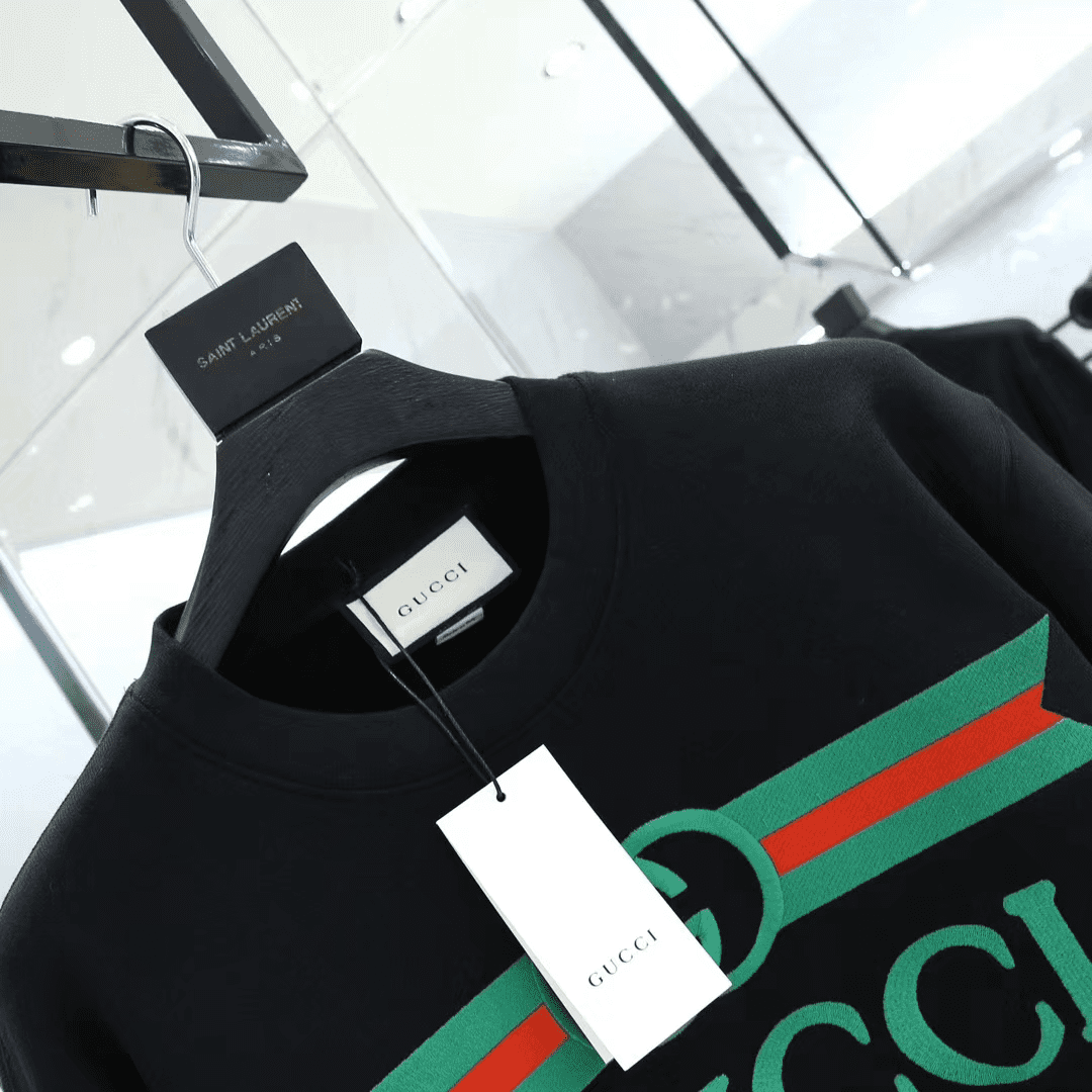 GUCCI EMBROIDERED LOGO COTTON SWEATSHIRT